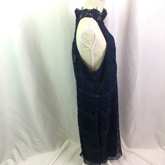 Premier Amour Lace Halter Dress Navy 10 - Picture 4 of 16